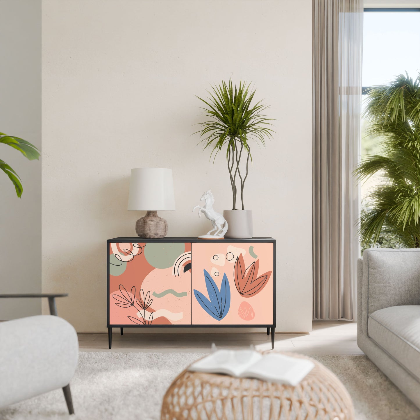 Credenza PASTEL DESTINY a 2 ante in finitura nera