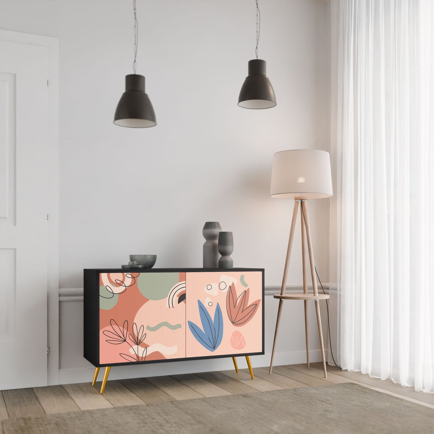 Credenza PASTEL DESTINY a 2 ante in finitura nera