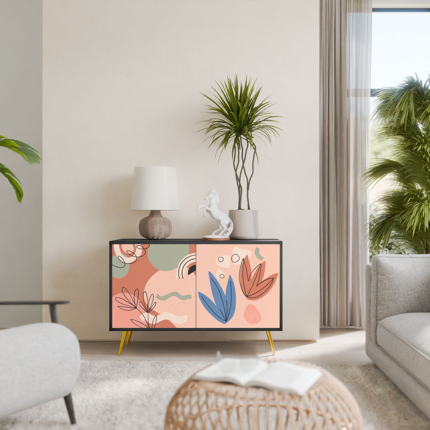 Credenza PASTEL DESTINY a 2 ante in finitura nera