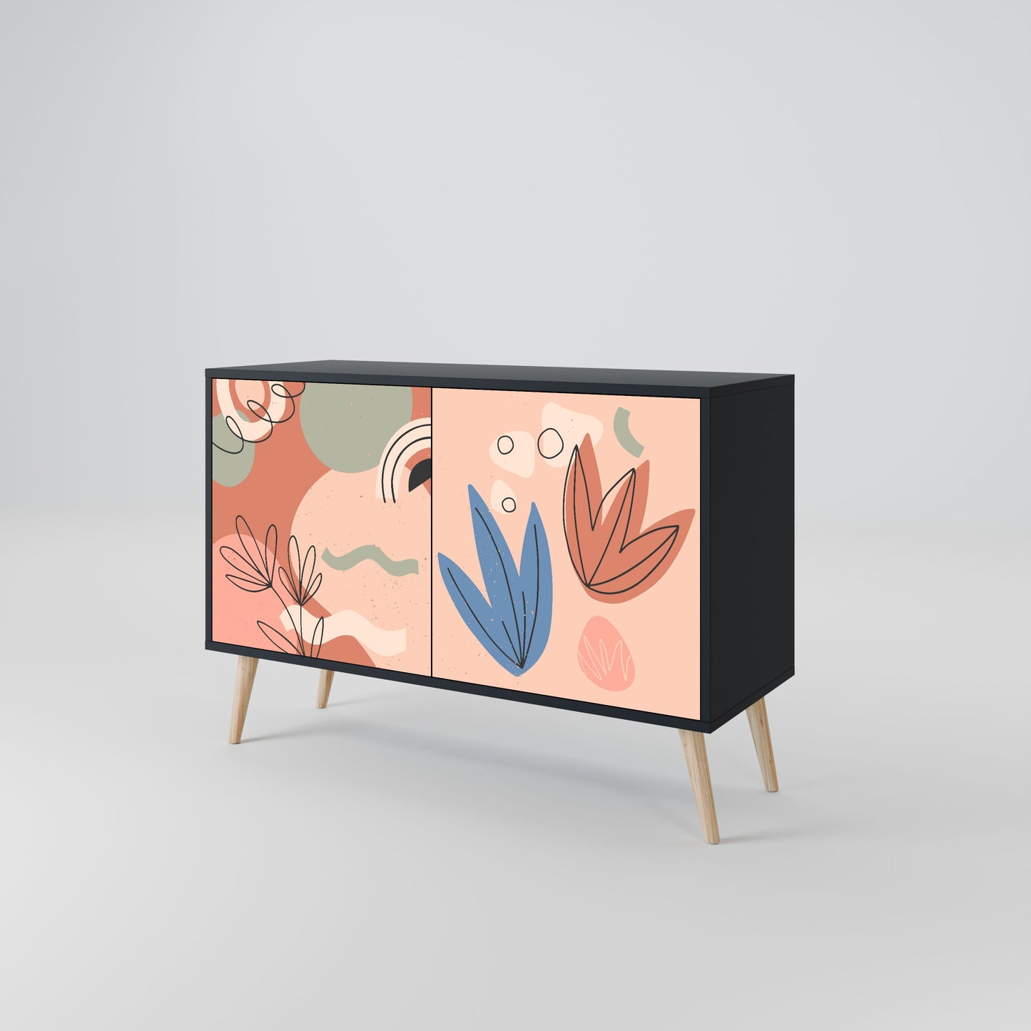 Credenza PASTEL DESTINY a 2 ante in finitura nera