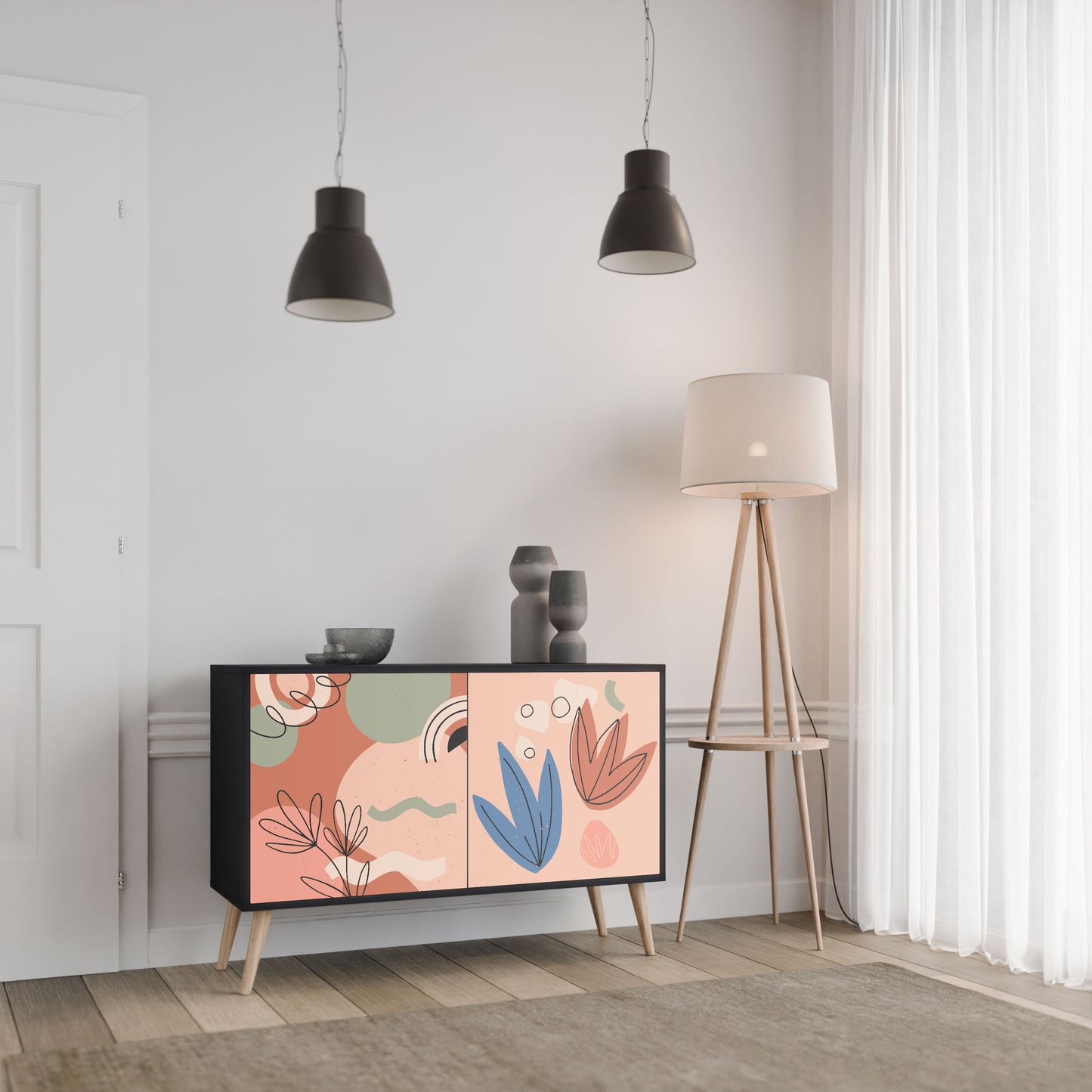 Credenza PASTEL DESTINY a 2 ante in finitura nera