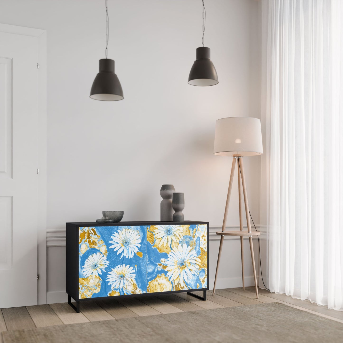 DAISY LUXE 2-Door Sideboard in Black Finish