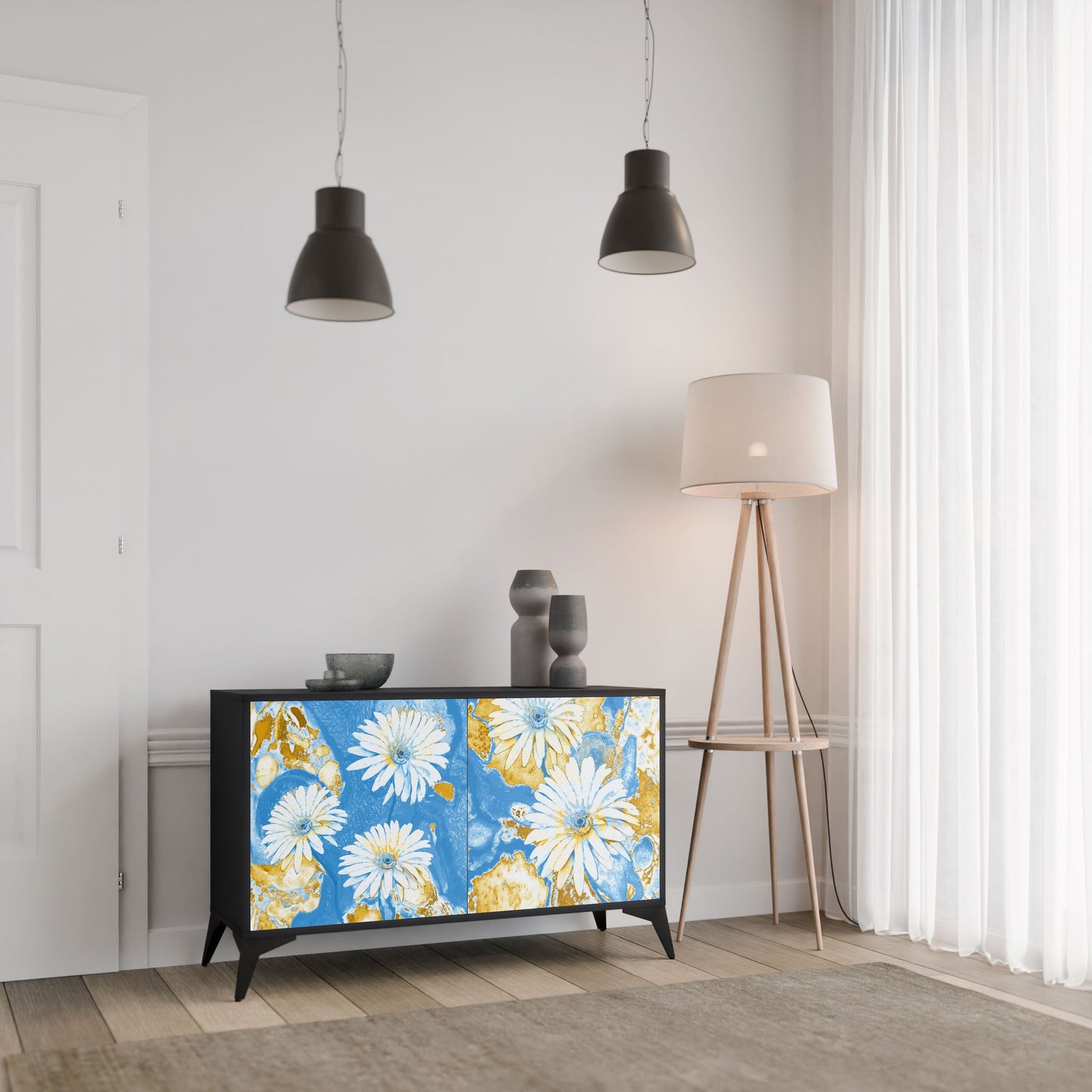 DAISY LUXE 2-Door Sideboard in Black Finish