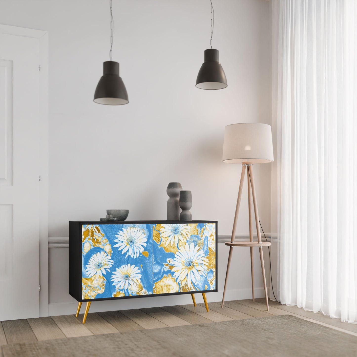 DAISY LUXE 2-Door Sideboard in Black Finish