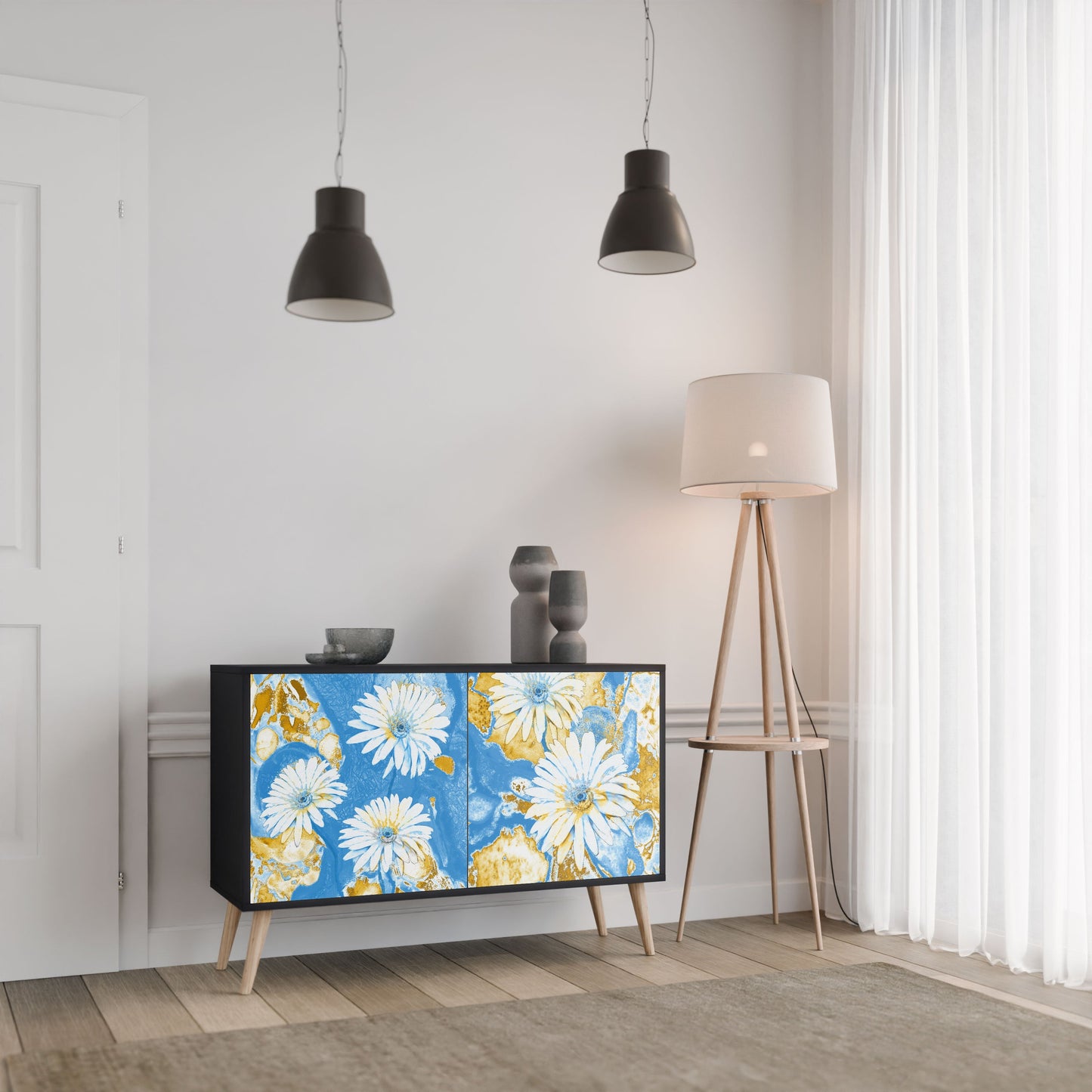 DAISY LUXE 2-Door Sideboard in Black Finish