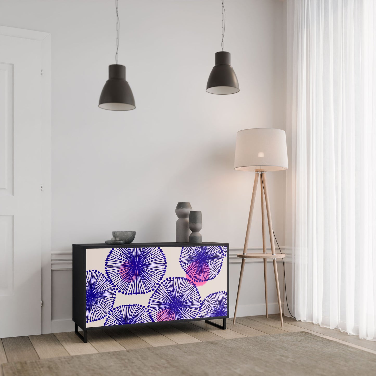Credenza MAGIC NATURE a 2 ante in finitura nera