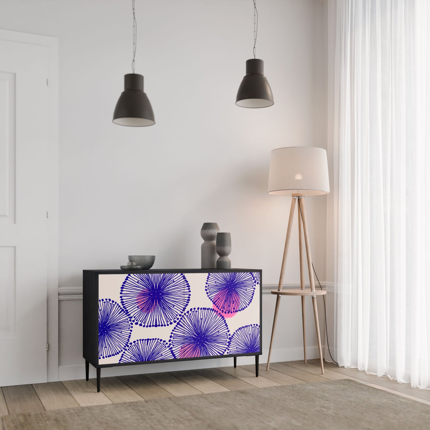 Credenza MAGIC NATURE a 2 ante in finitura nera