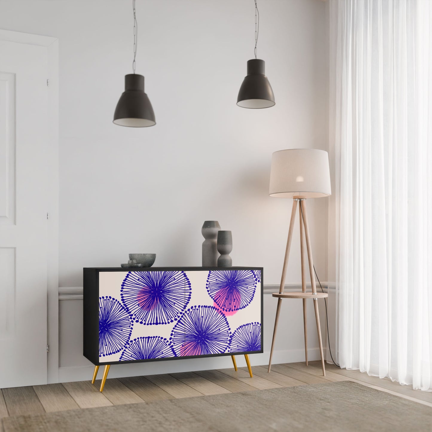 Credenza MAGIC NATURE a 2 ante in finitura nera