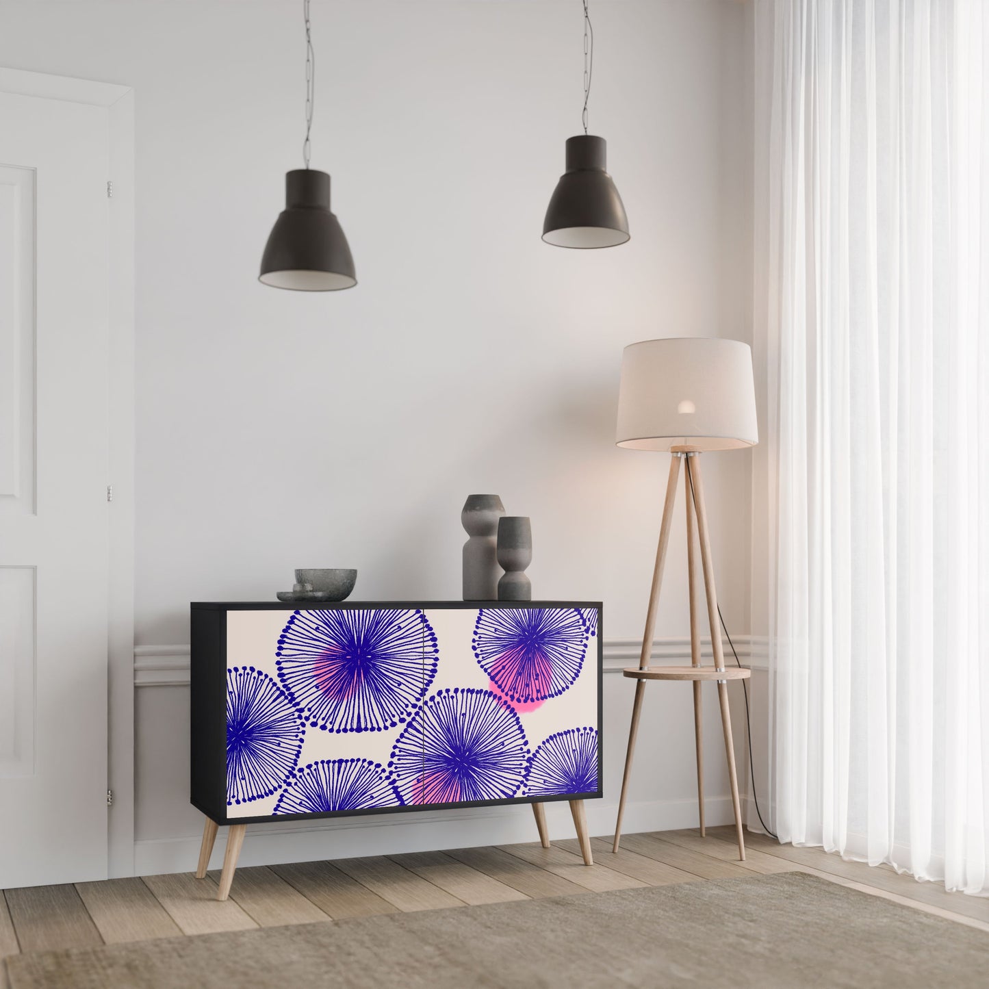 Credenza MAGIC NATURE a 2 ante in finitura nera