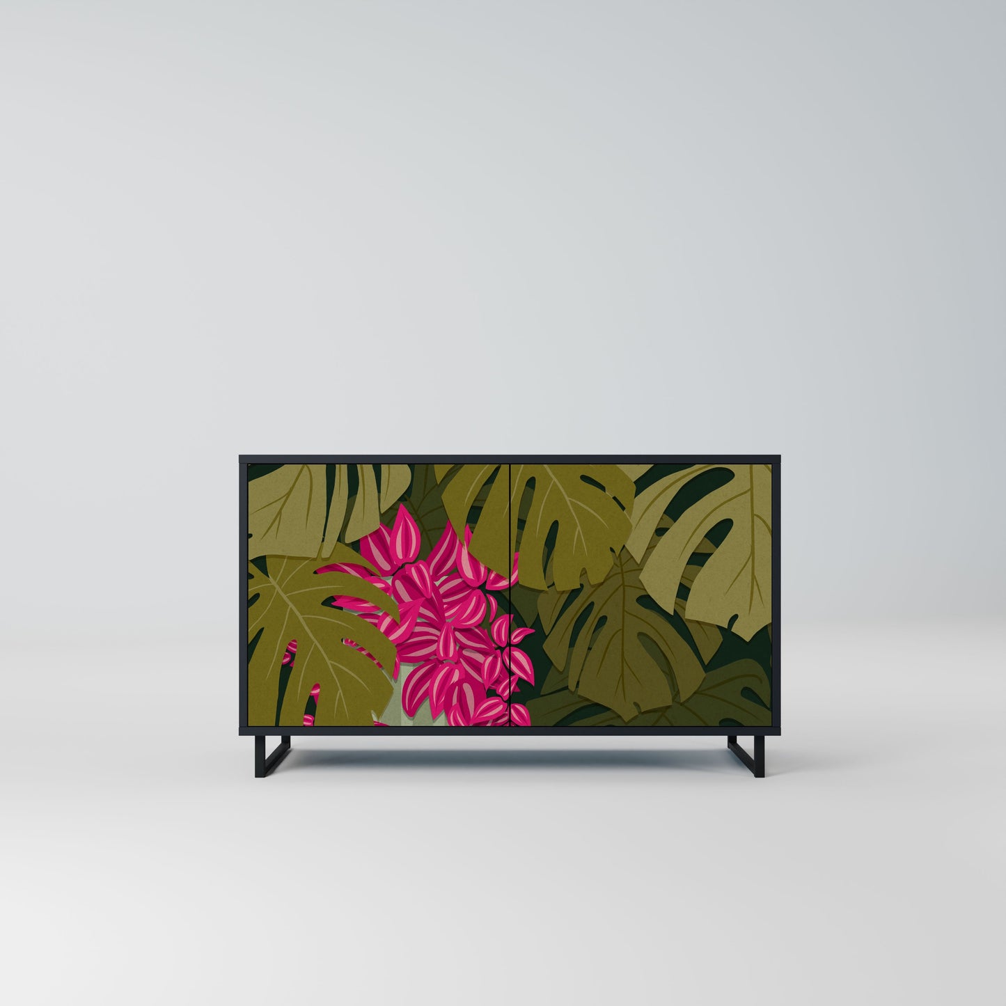 Credenza TROPICAL BEAUTY a 2 ante in finitura nera