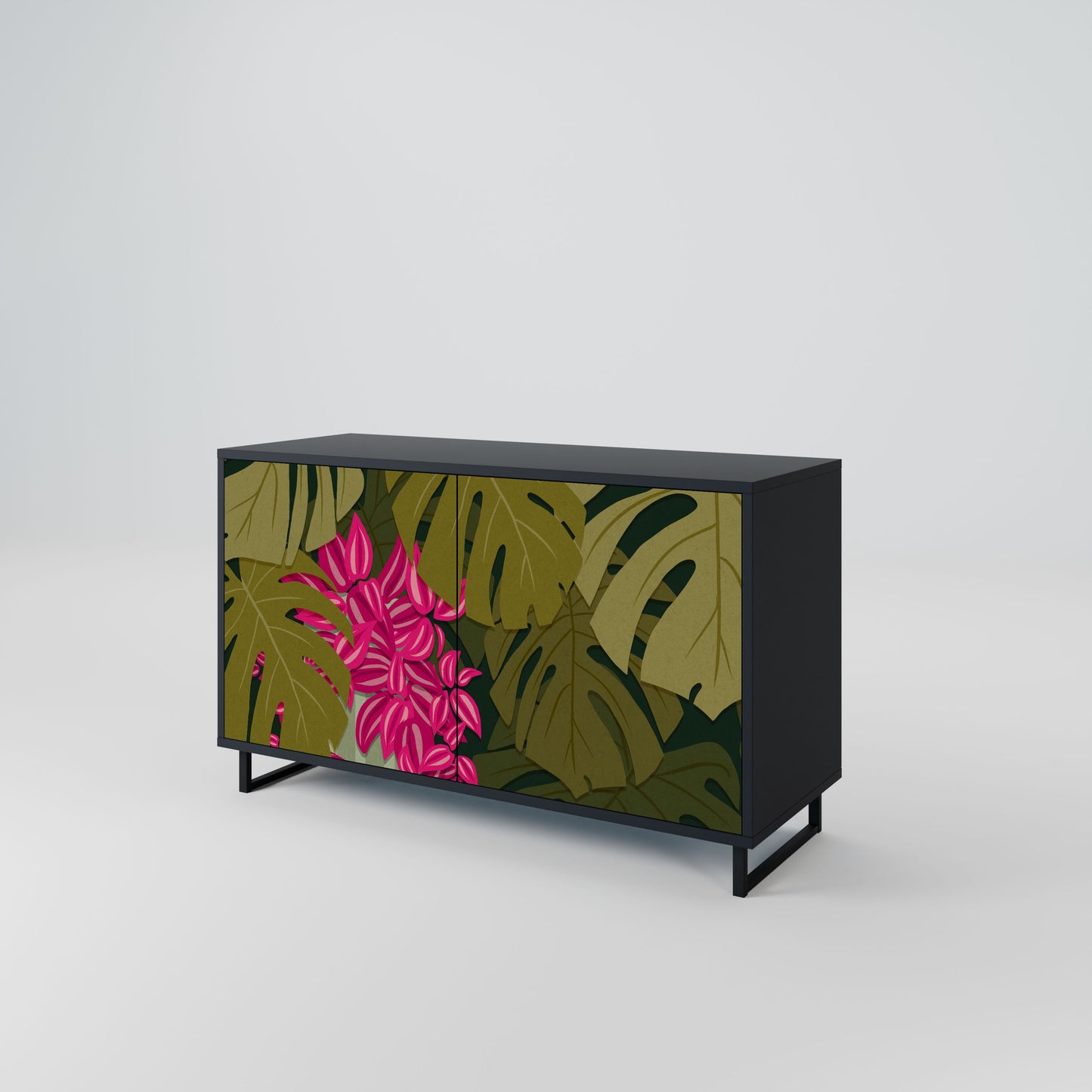 Credenza TROPICAL BEAUTY a 2 ante in finitura nera