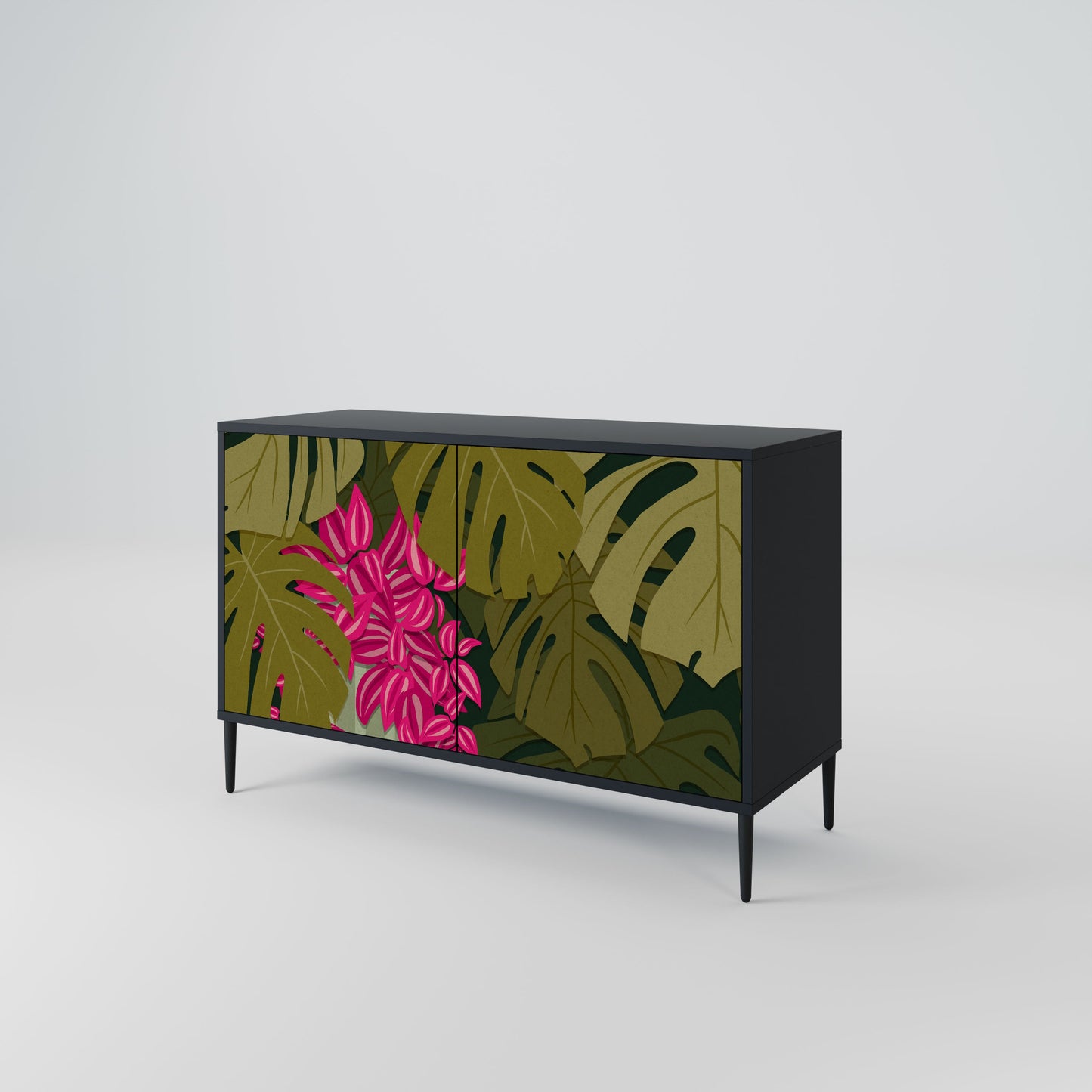 Credenza TROPICAL BEAUTY a 2 ante in finitura nera