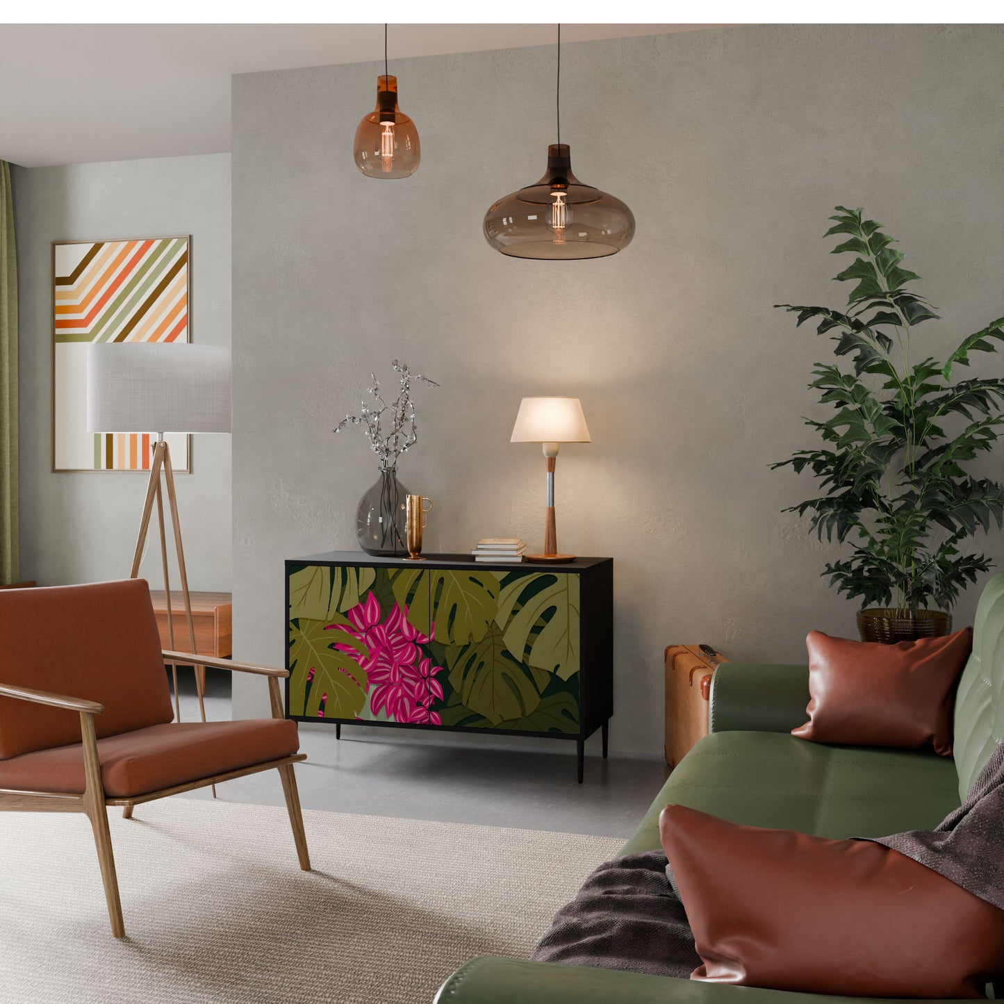 Credenza TROPICAL BEAUTY a 2 ante in finitura nera