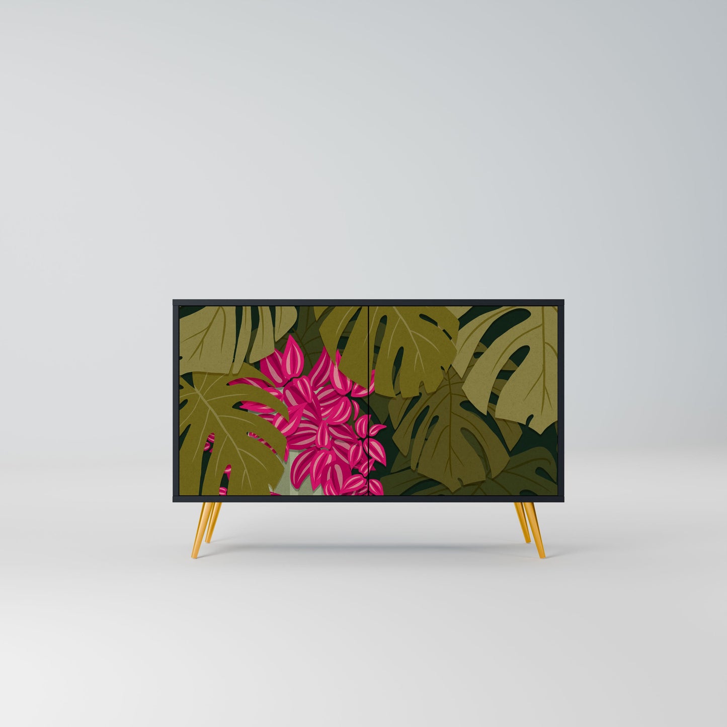 Credenza TROPICAL BEAUTY a 2 ante in finitura nera