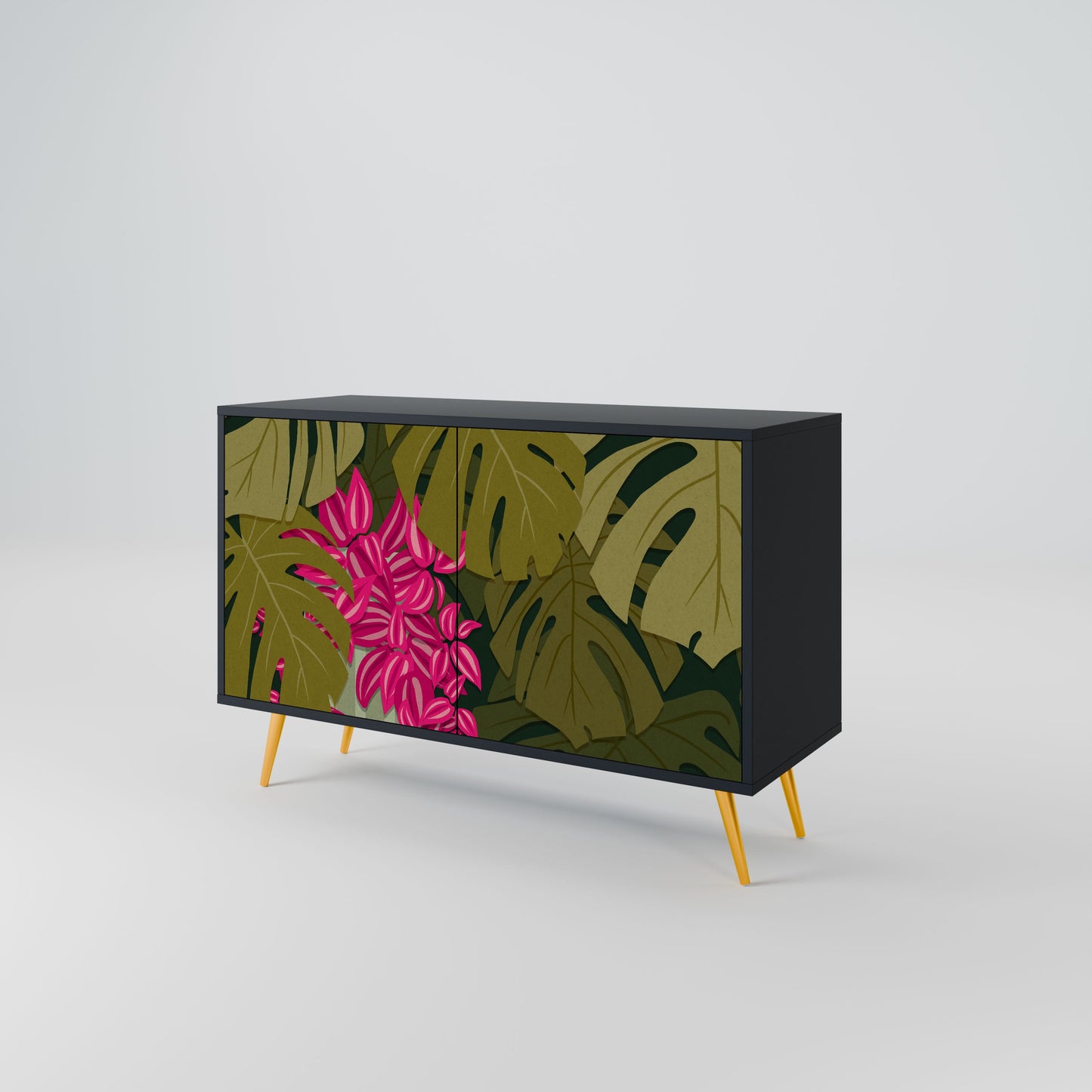 Credenza TROPICAL BEAUTY a 2 ante in finitura nera