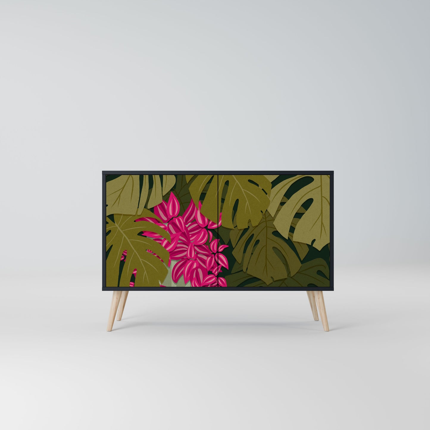 Credenza TROPICAL BEAUTY a 2 ante in finitura nera