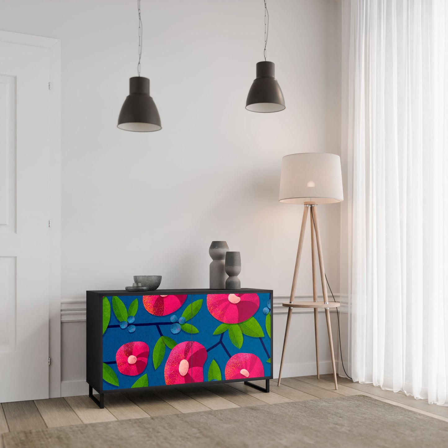 Credenza a 2 ante SPRING THOUGHTS in finitura nera