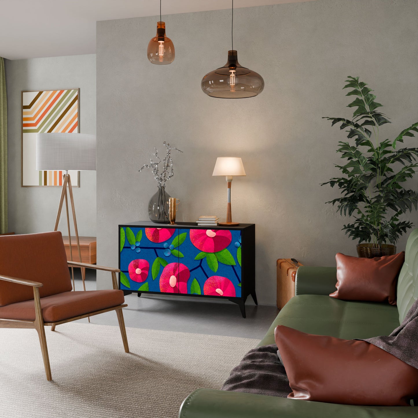 Credenza a 2 ante SPRING THOUGHTS in finitura nera