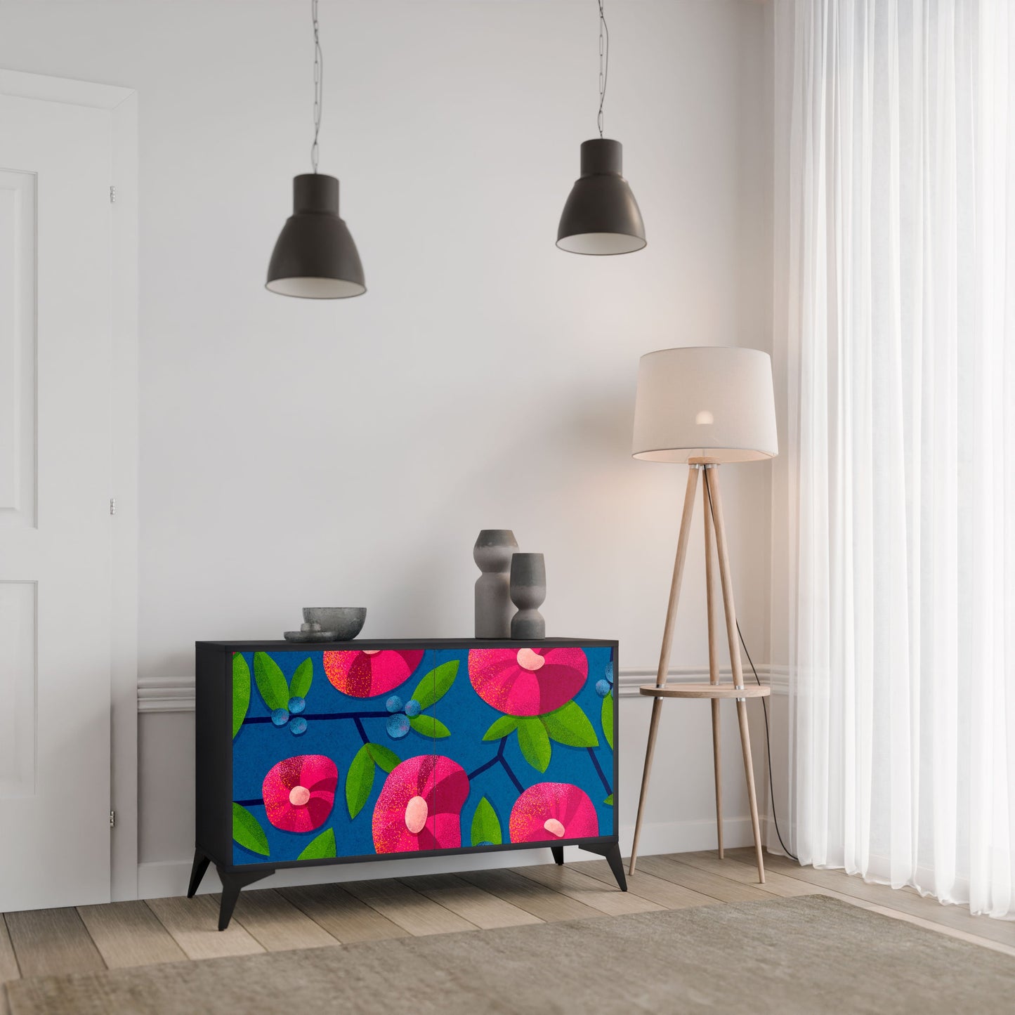 Credenza a 2 ante SPRING THOUGHTS in finitura nera