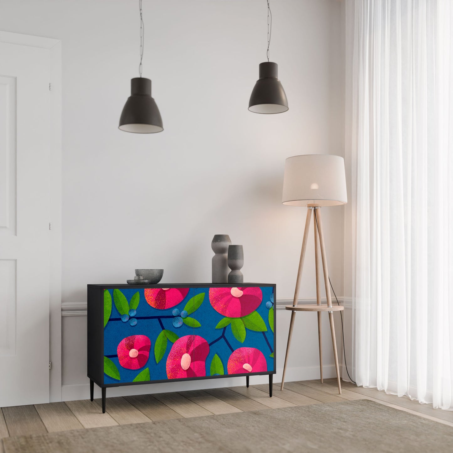 Credenza a 2 ante SPRING THOUGHTS in finitura nera