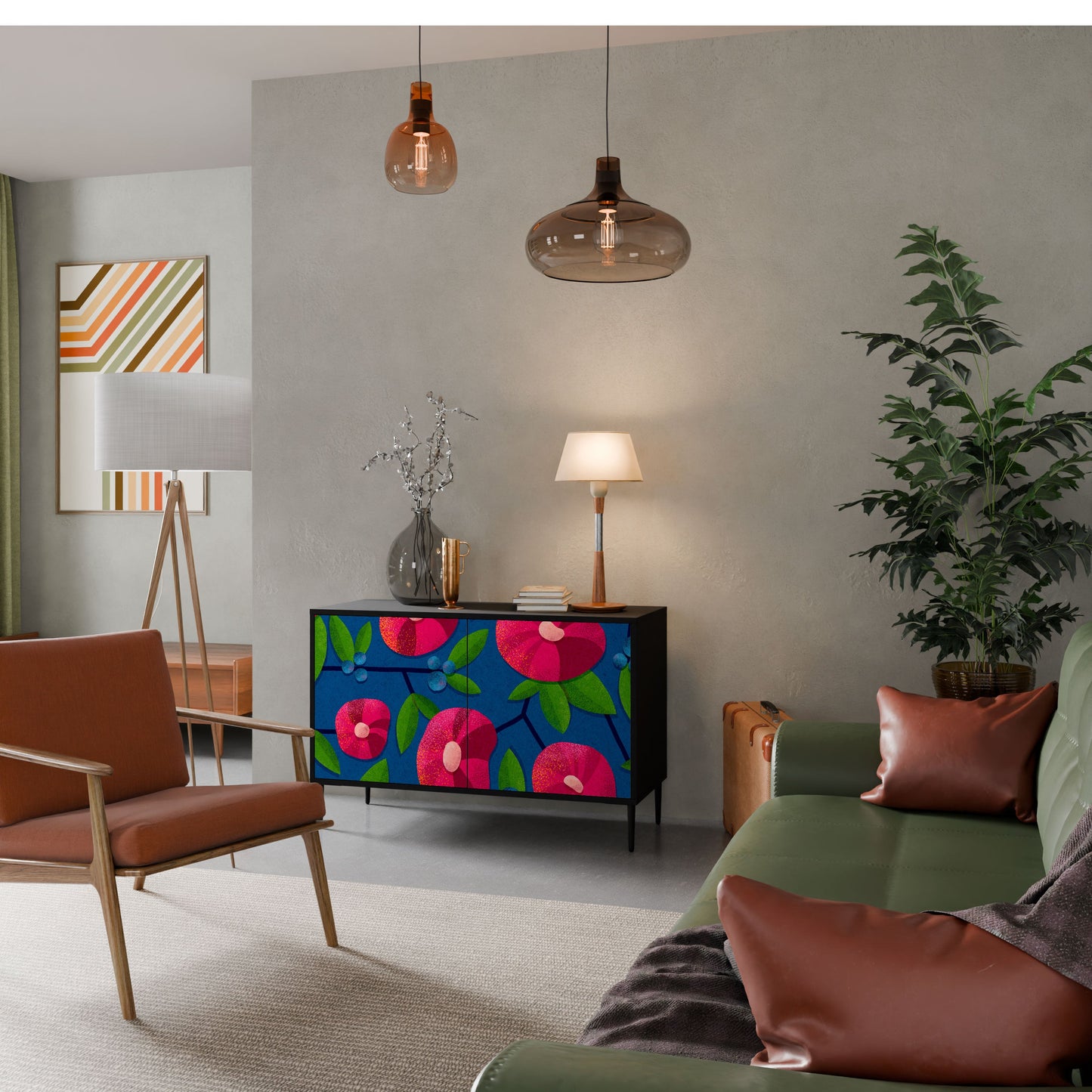 Credenza a 2 ante SPRING THOUGHTS in finitura nera