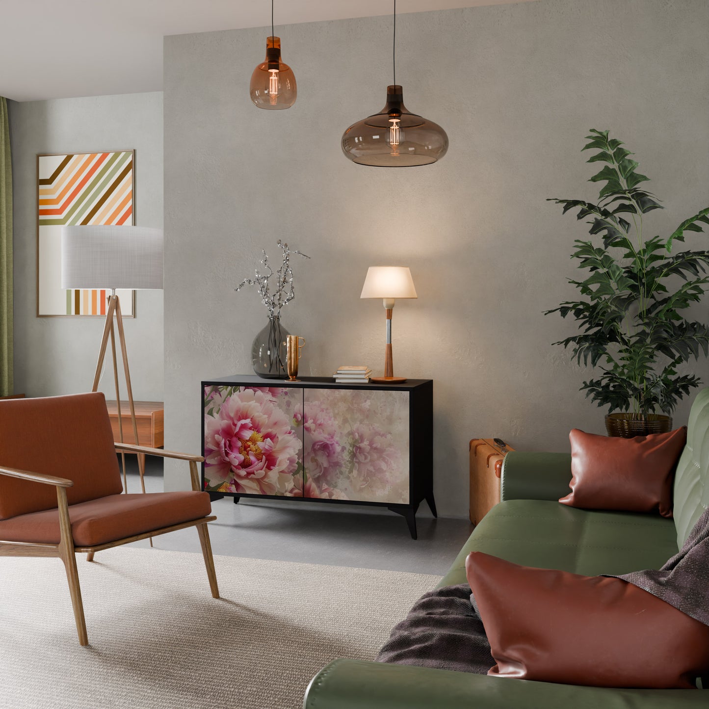 Credenza a 2 ante PEONY WHISPER con finitura nera