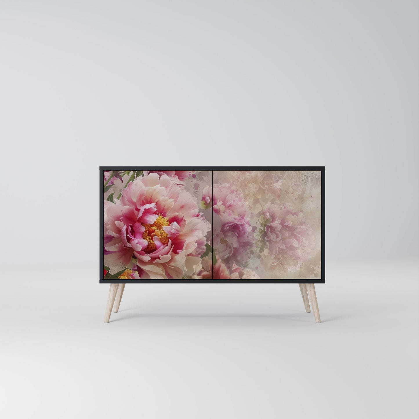 Credenza a 2 ante PEONY WHISPER con finitura nera