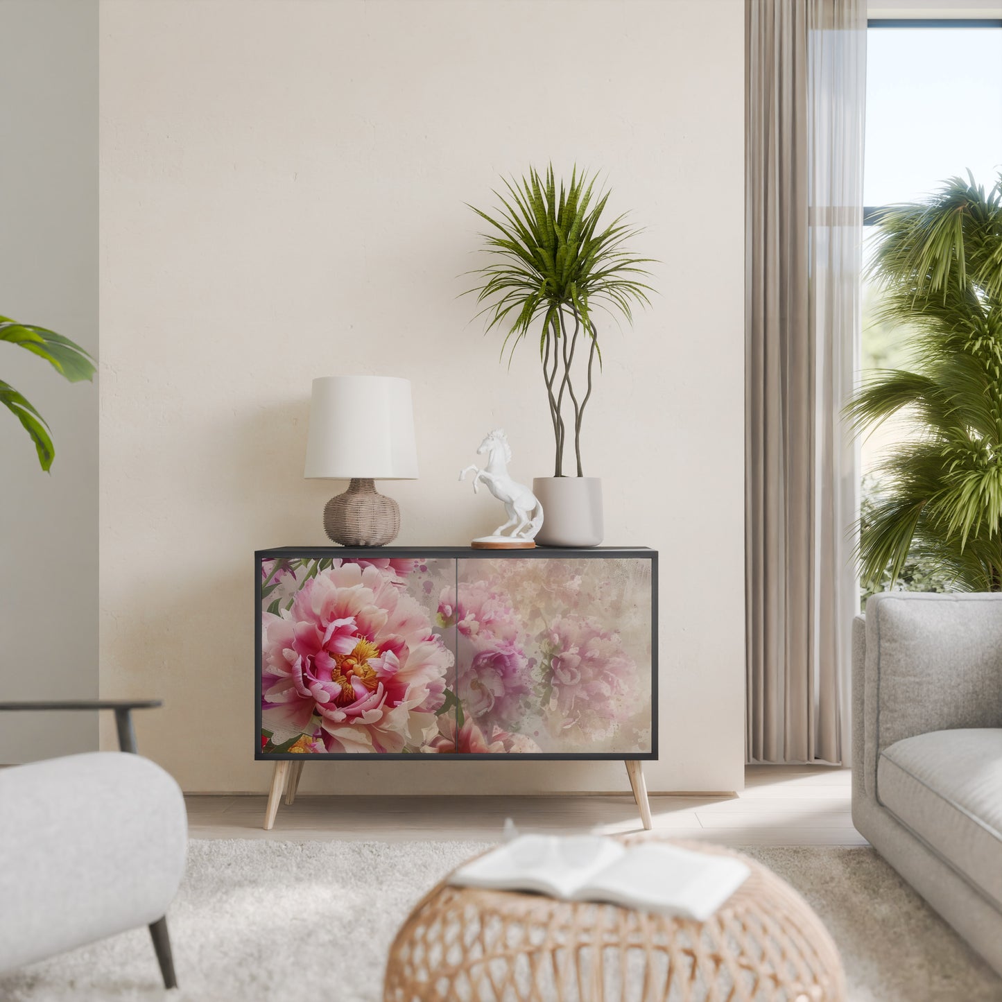 Credenza a 2 ante PEONY WHISPER con finitura nera