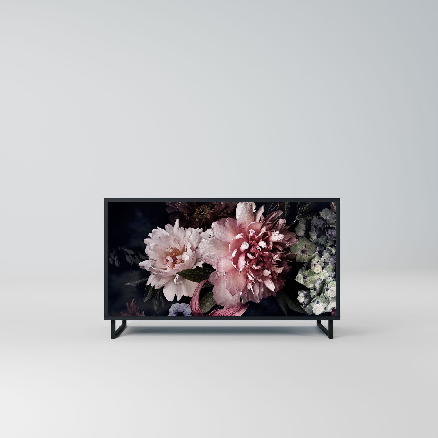 Credenza a 2 ante PURE BLOSSOM in finitura nera