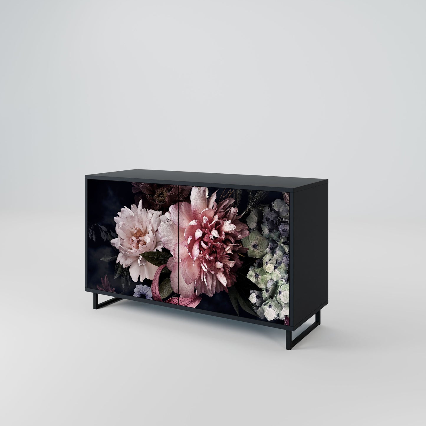 Credenza a 2 ante PURE BLOSSOM in finitura nera
