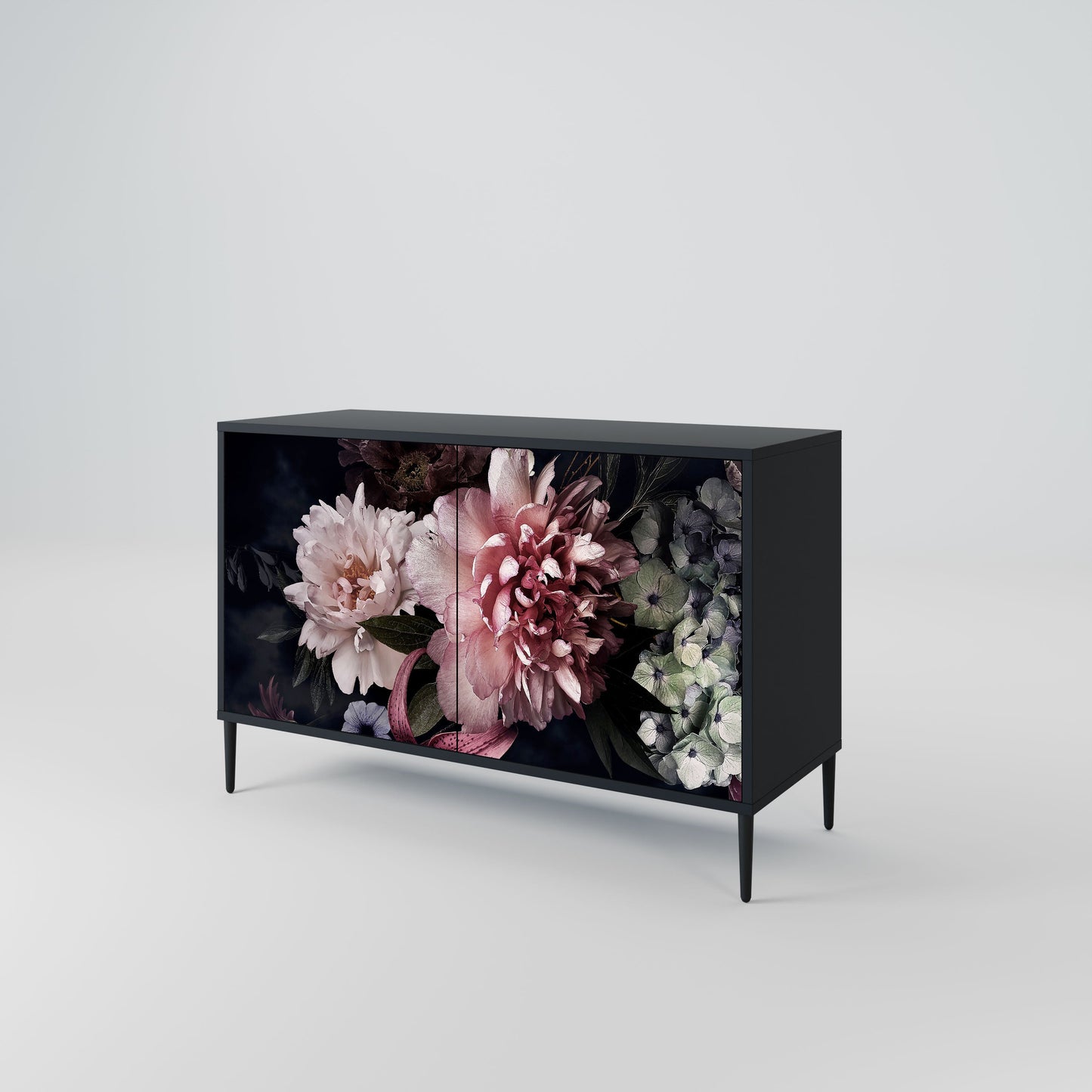 Credenza a 2 ante PURE BLOSSOM in finitura nera