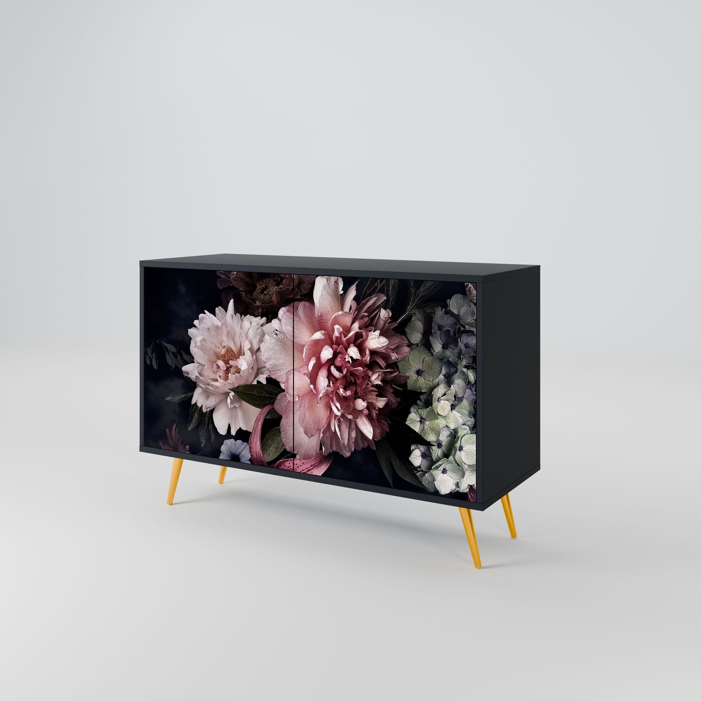 Credenza a 2 ante PURE BLOSSOM in finitura nera