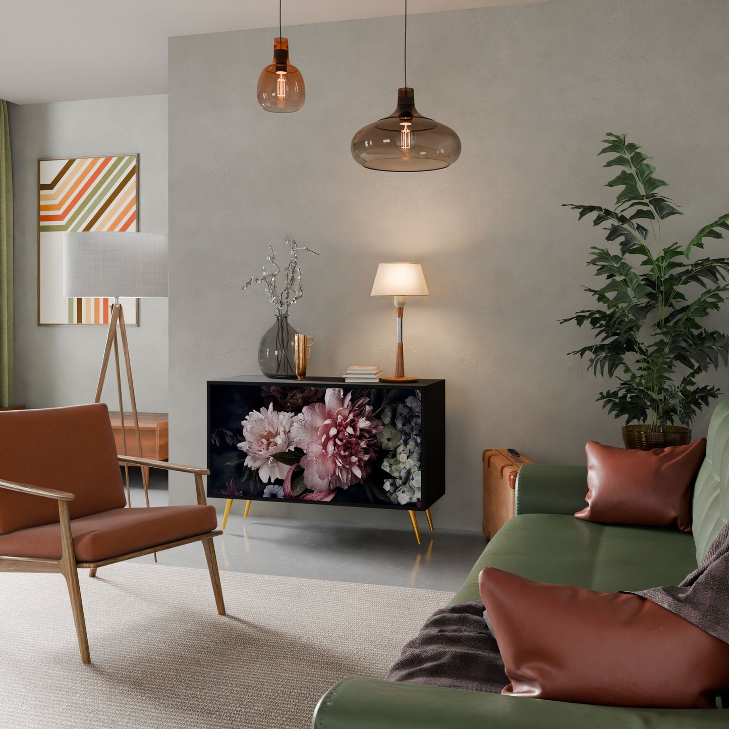 Credenza a 2 ante PURE BLOSSOM in finitura nera