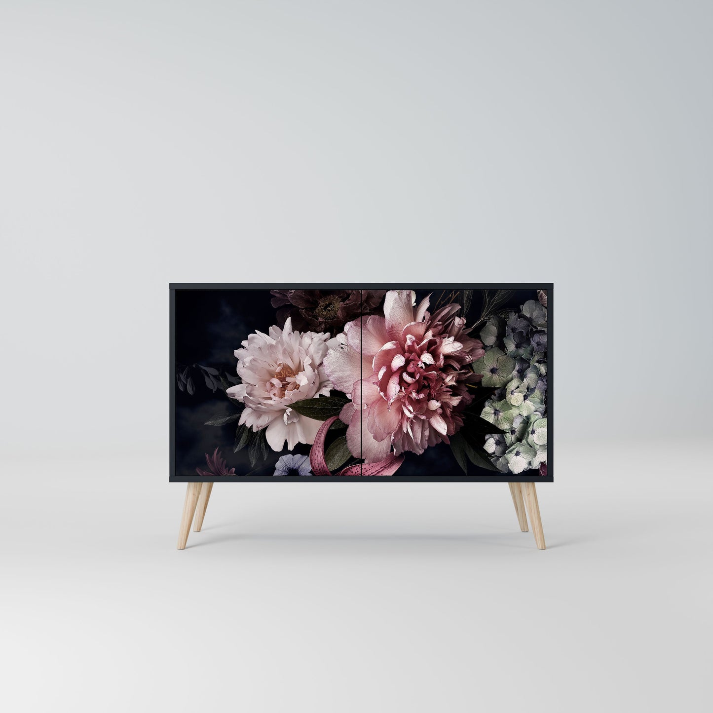 Credenza a 2 ante PURE BLOSSOM in finitura nera