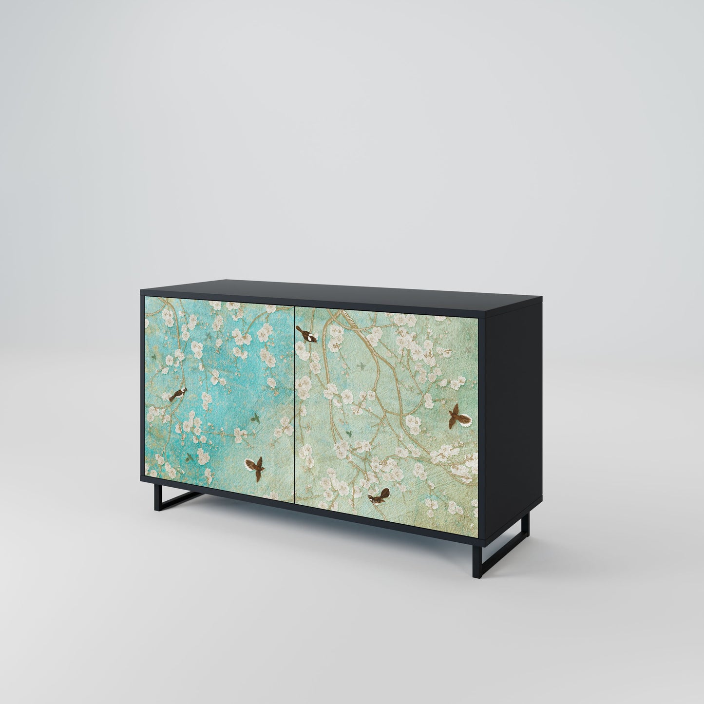 Credenza BLOOMING CHARM a 2 ante in finitura nera