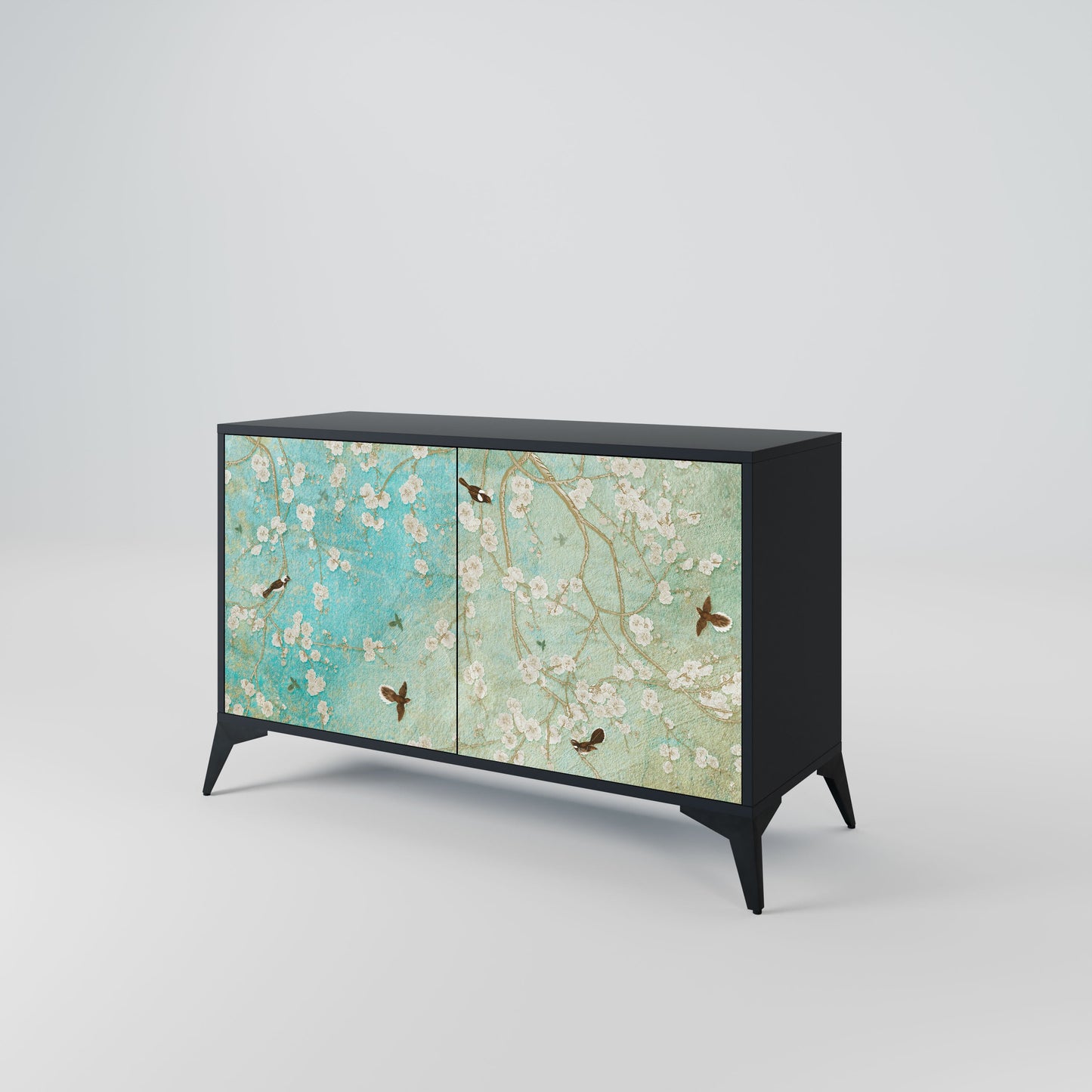 Credenza BLOOMING CHARM a 2 ante in finitura nera