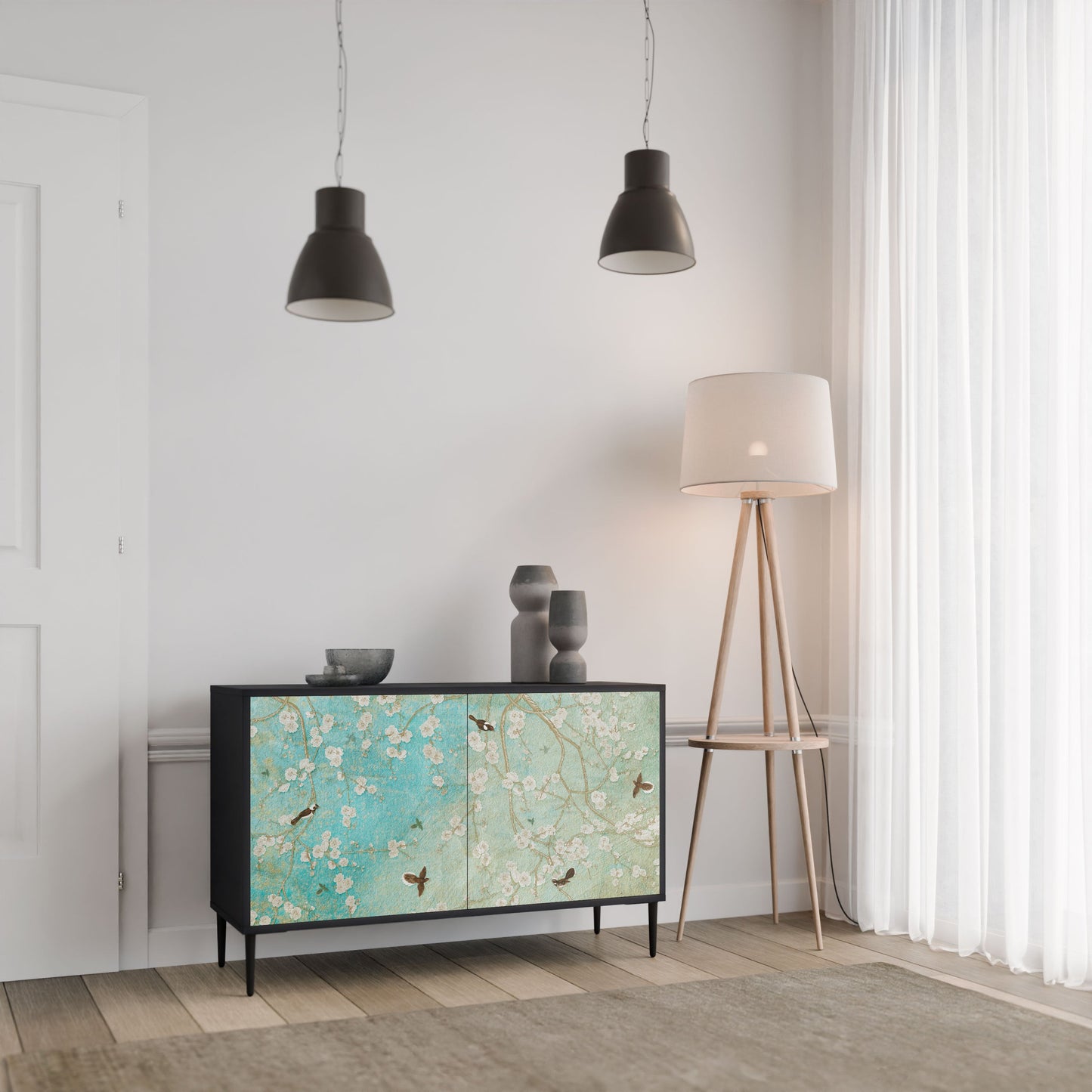 Credenza BLOOMING CHARM a 2 ante in finitura nera