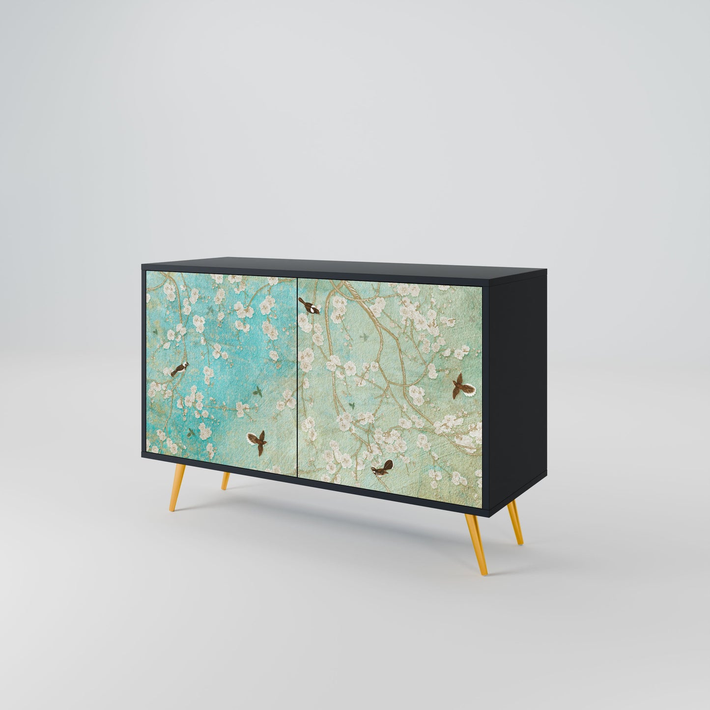 Credenza BLOOMING CHARM a 2 ante in finitura nera