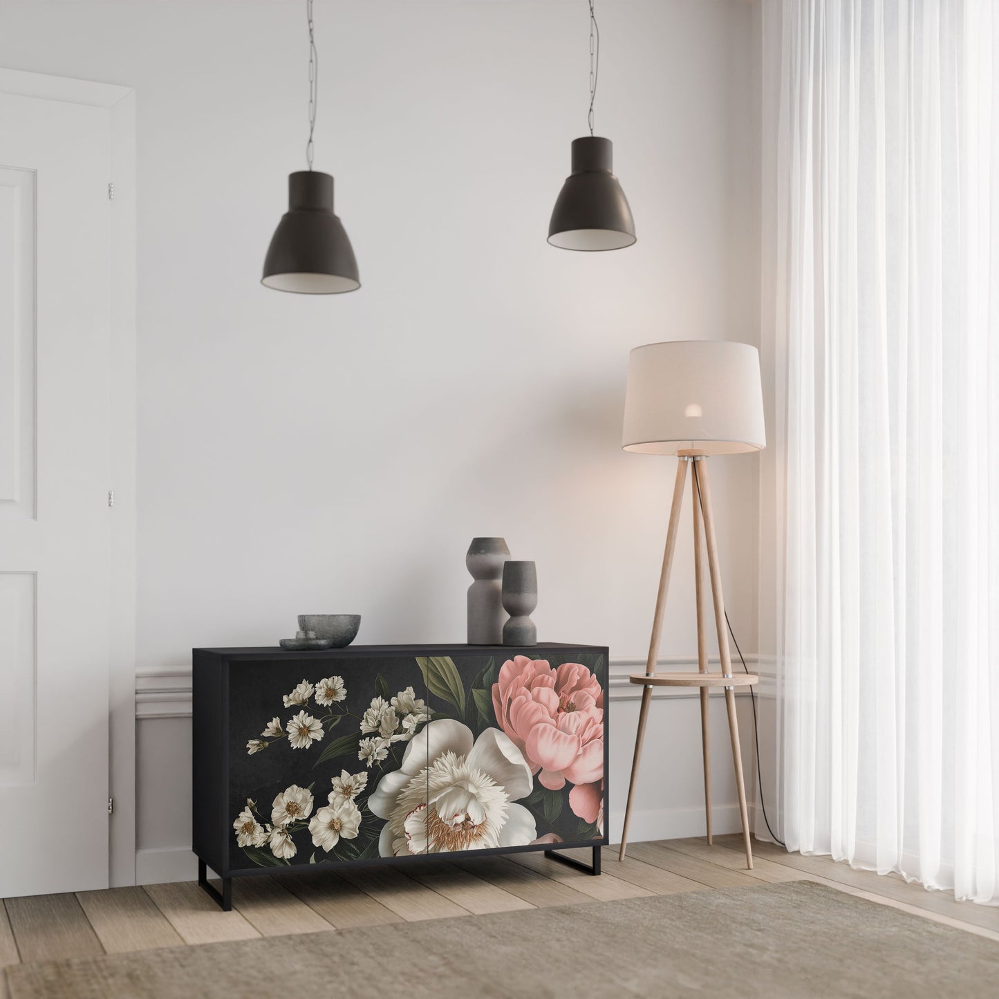 Credenza a 2 ante LUSH ELEGANCE in finitura nera