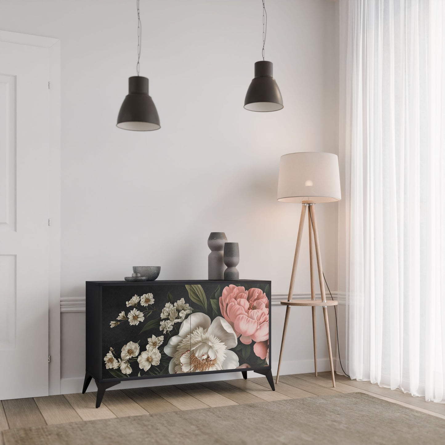 Credenza a 2 ante LUSH ELEGANCE in finitura nera