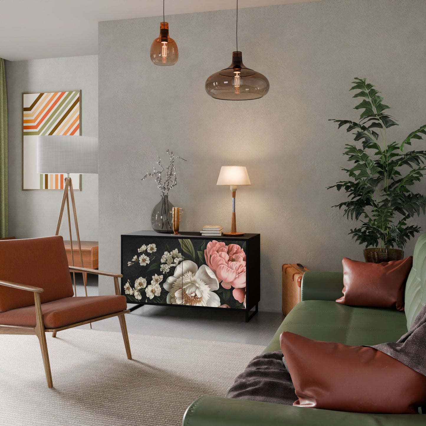 Credenza a 2 ante LUSH ELEGANCE in finitura nera