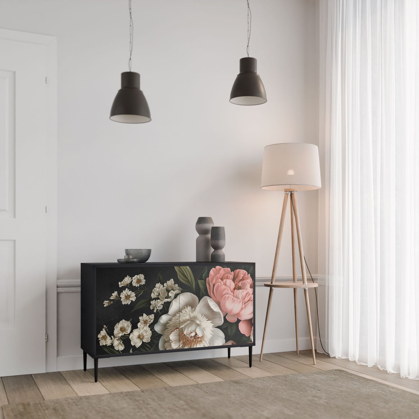 Credenza a 2 ante LUSH ELEGANCE in finitura nera