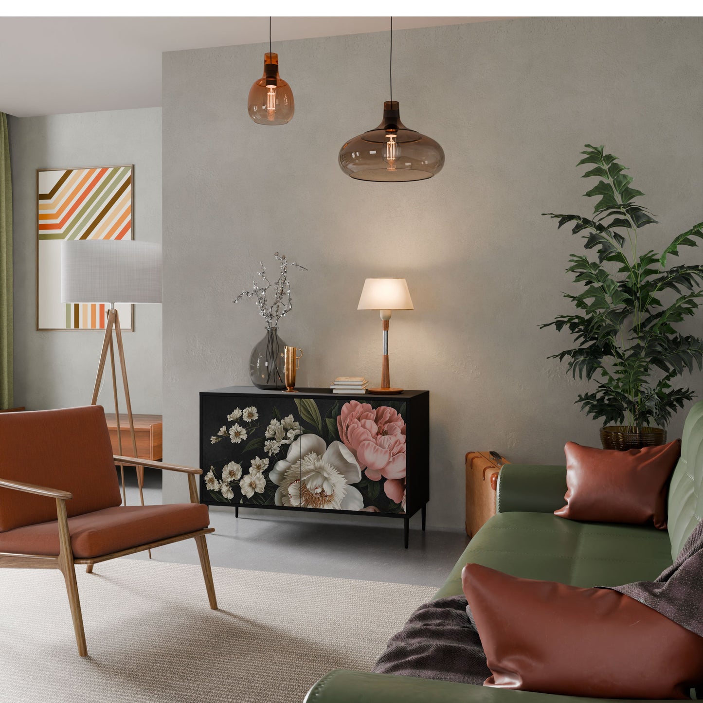 Credenza a 2 ante LUSH ELEGANCE in finitura nera