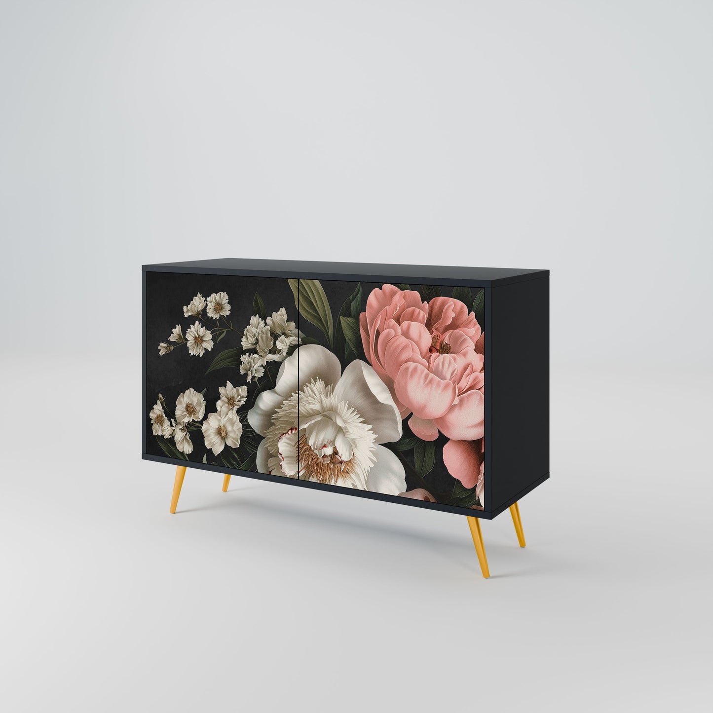 Credenza a 2 ante LUSH ELEGANCE in finitura nera