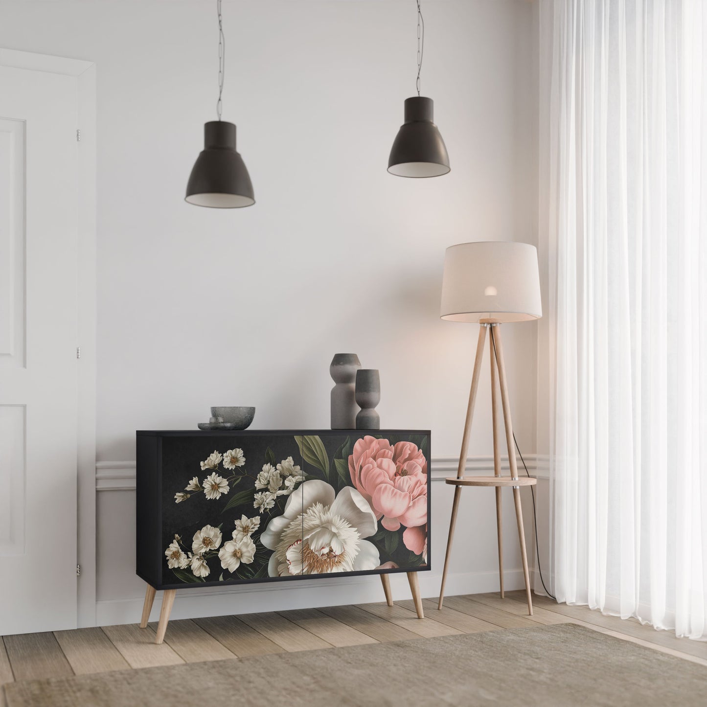 Credenza a 2 ante LUSH ELEGANCE in finitura nera