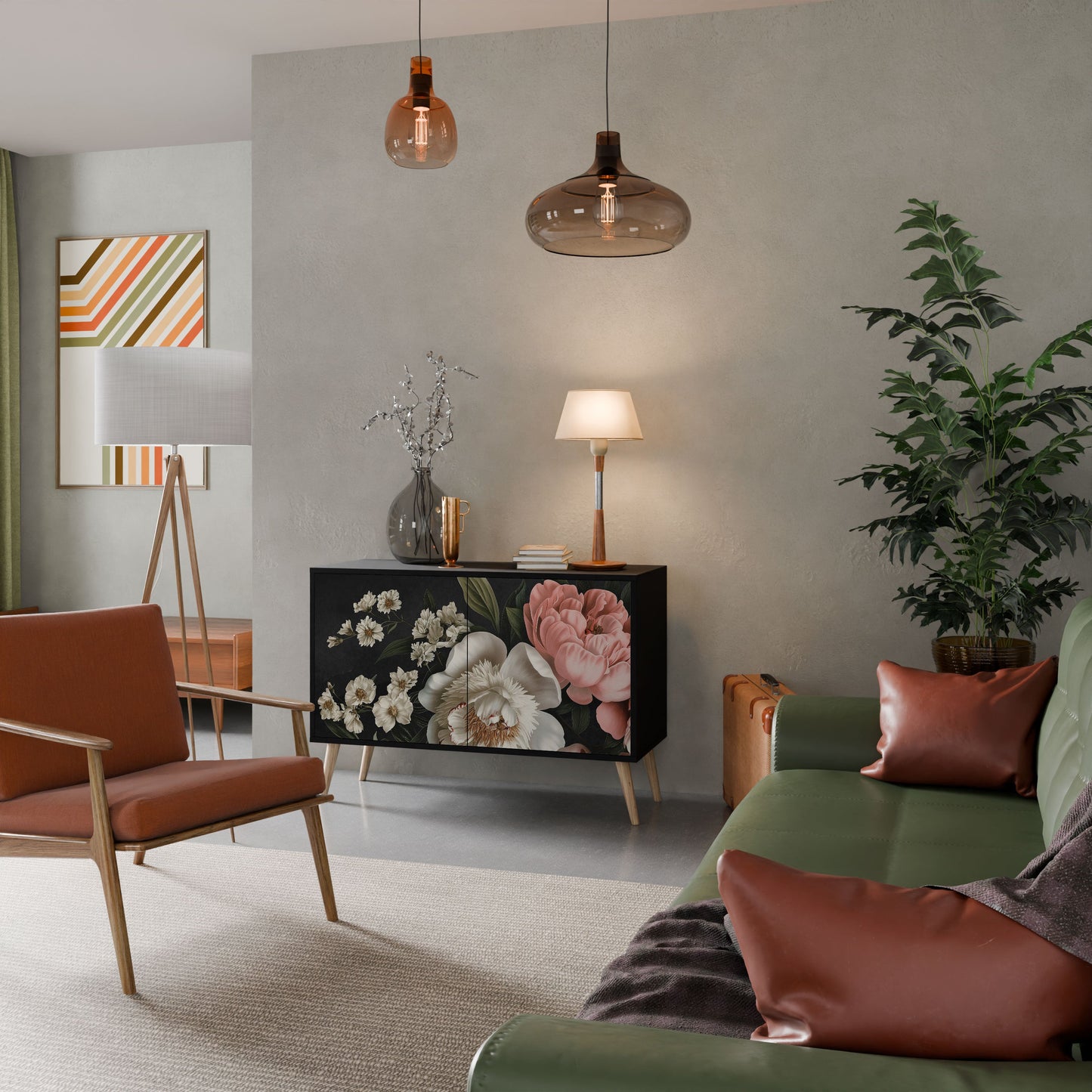 Credenza a 2 ante LUSH ELEGANCE in finitura nera