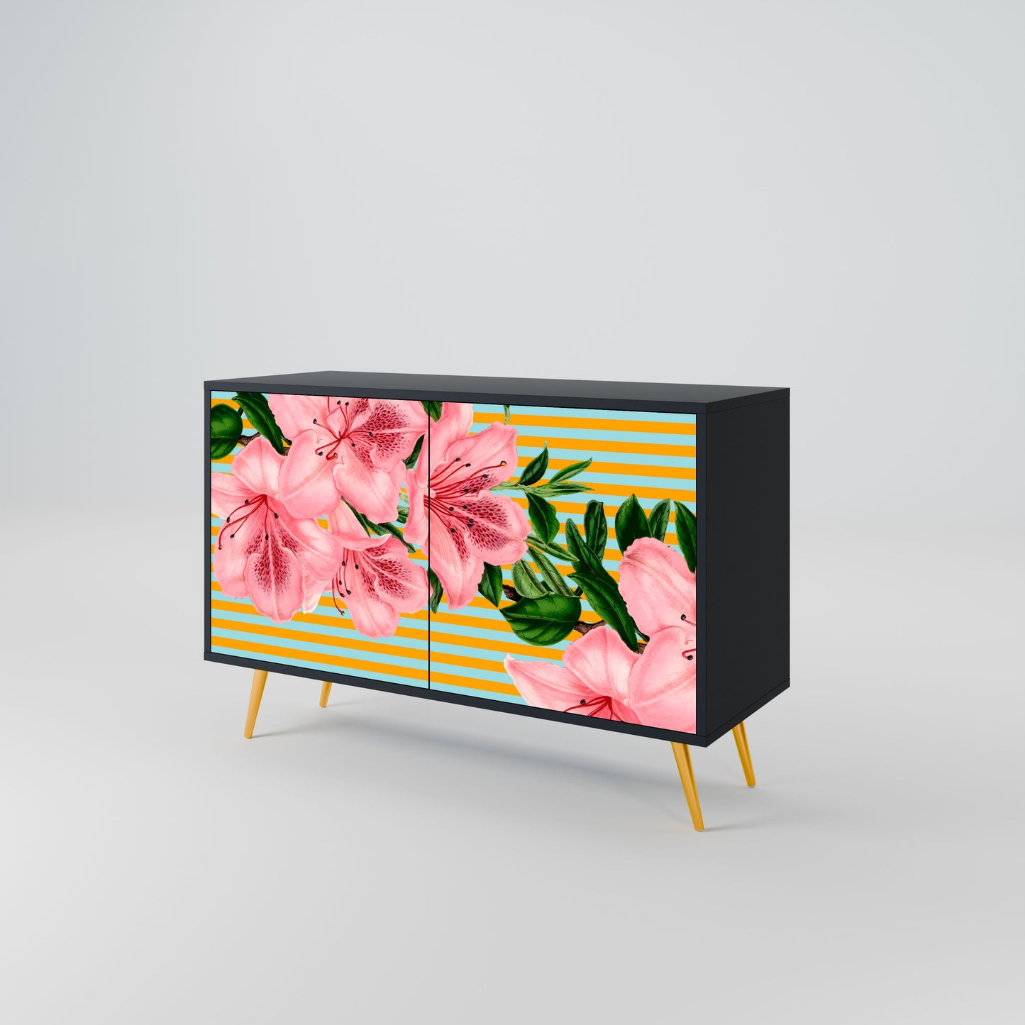 Credenza FRAGILE BEAUTY a 2 ante in finitura nera