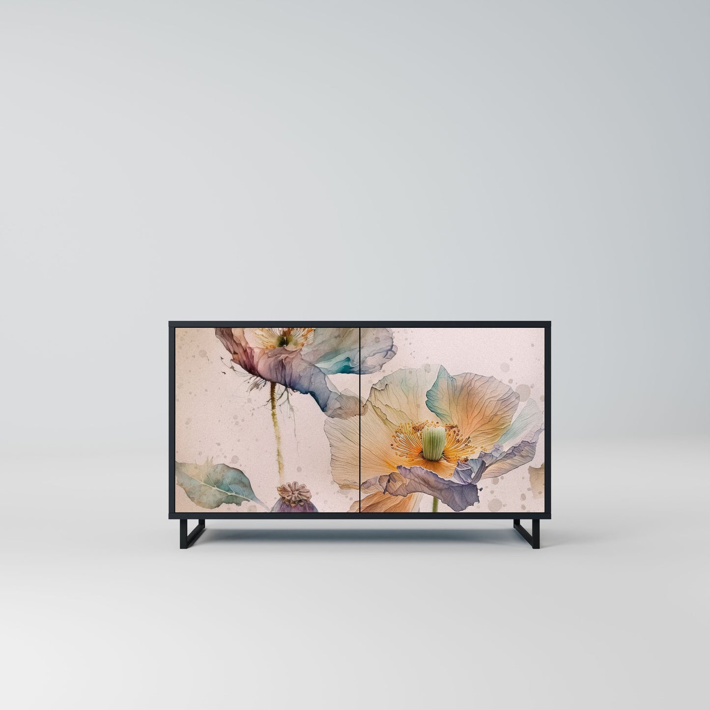 Credenza SOFTEN POPPY a 2 ante in finitura nera