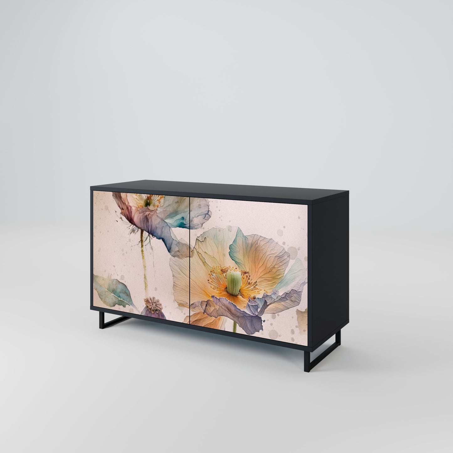 Credenza SOFTEN POPPY a 2 ante in finitura nera