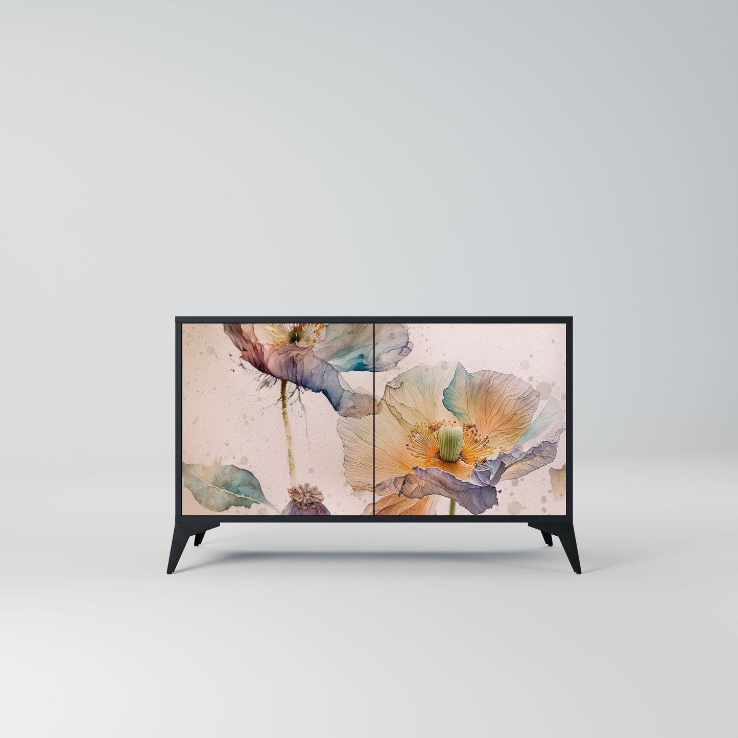 Credenza SOFTEN POPPY a 2 ante in finitura nera